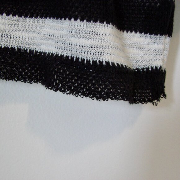 Black White Striped Knit Top Crewneck Boxy Lightweight MNG Mango Size Medium - Picture 8 of 11